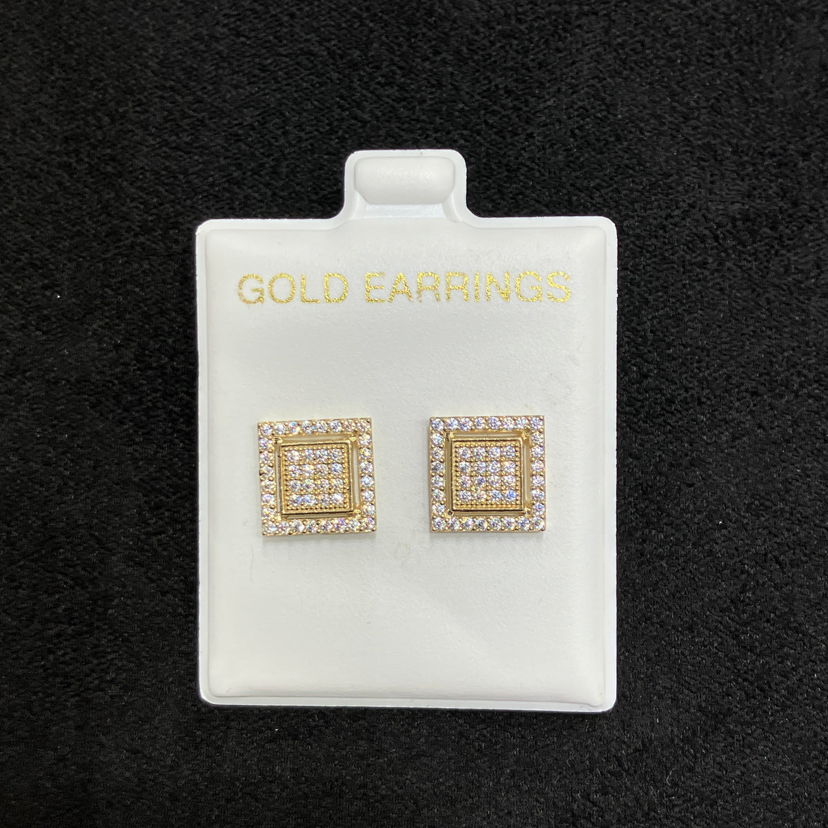 10K Yellow Gold Layered Square CZ Earrings