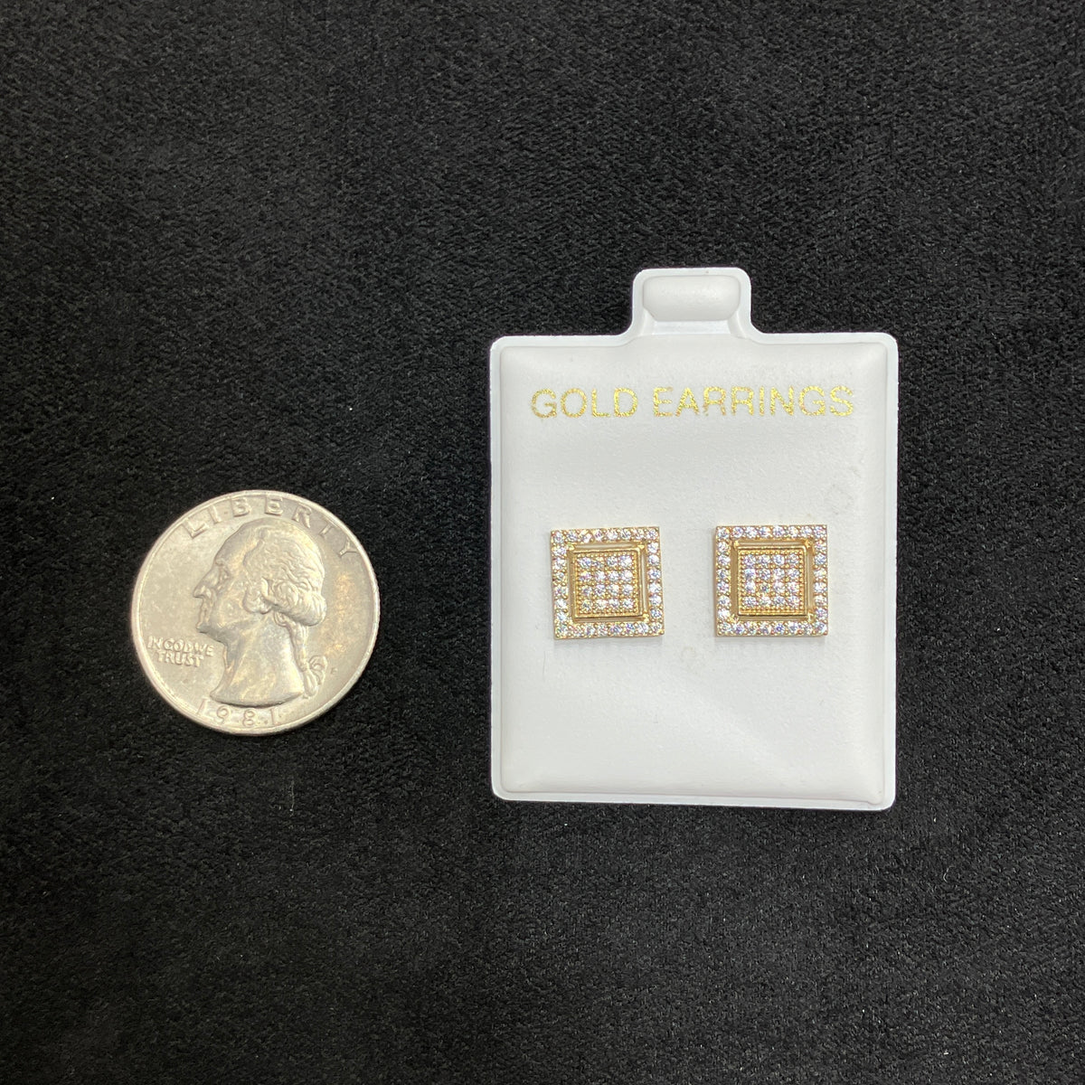 10K Yellow Gold Layered Square CZ Earrings
