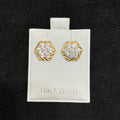 10K Yellow Gold Hexagon CZ Hoop Earrings