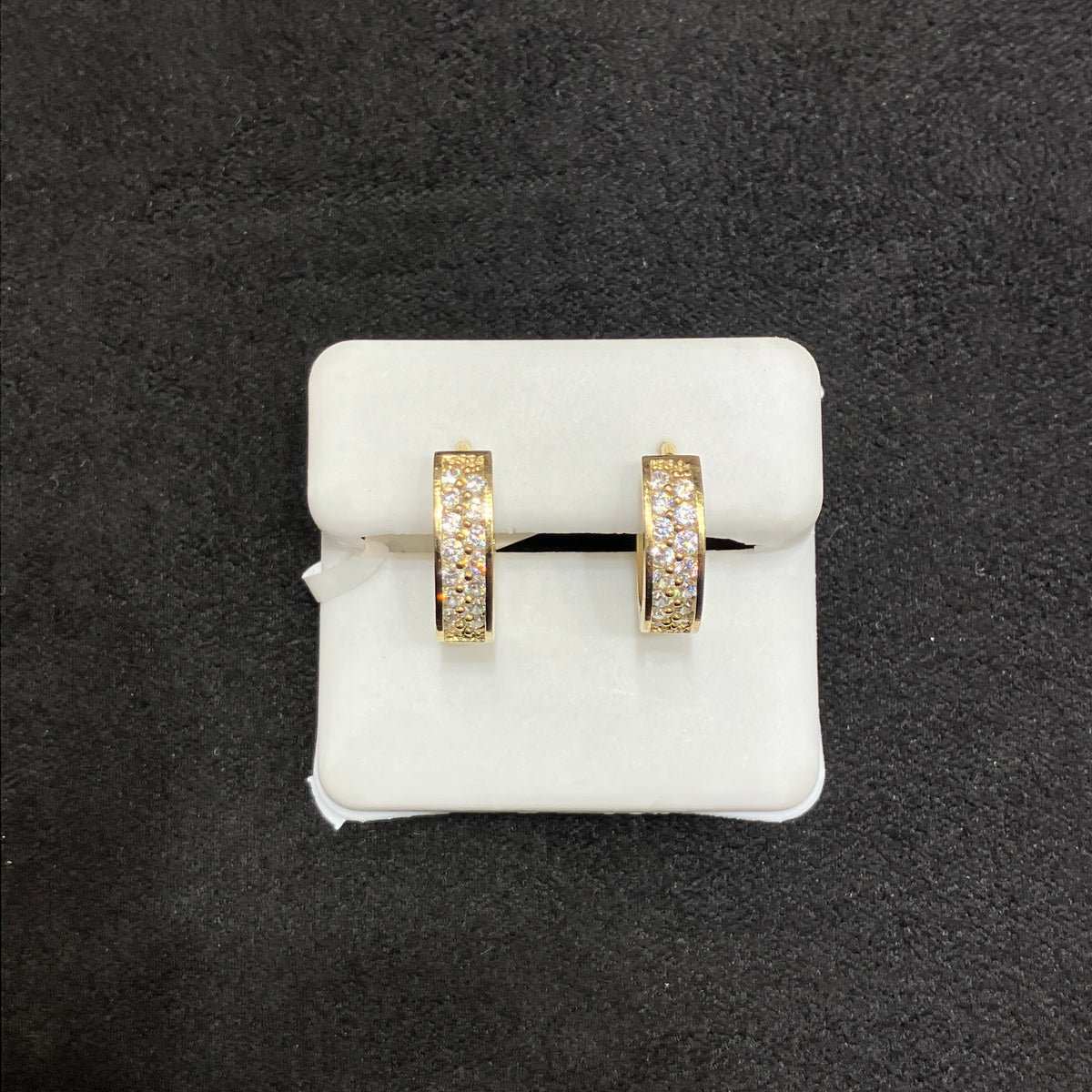 10K Yellow Gold Classic CZ Hoop Earrings Set