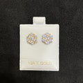 10K Yellow Gold Medium Flower CZ Stud Earrings