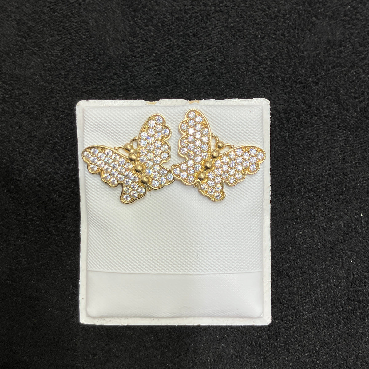 10K Yellow Gold Large CZ Butterfly Earrings