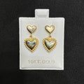 10K Yellow Gold Heart Dangle Stud Earrings