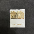 10K Yellow Gold Large Trap House Stud Earrings
