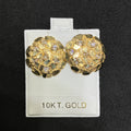 10K Yellow Gold Large Circle Nugget Stud Earrings with CZ