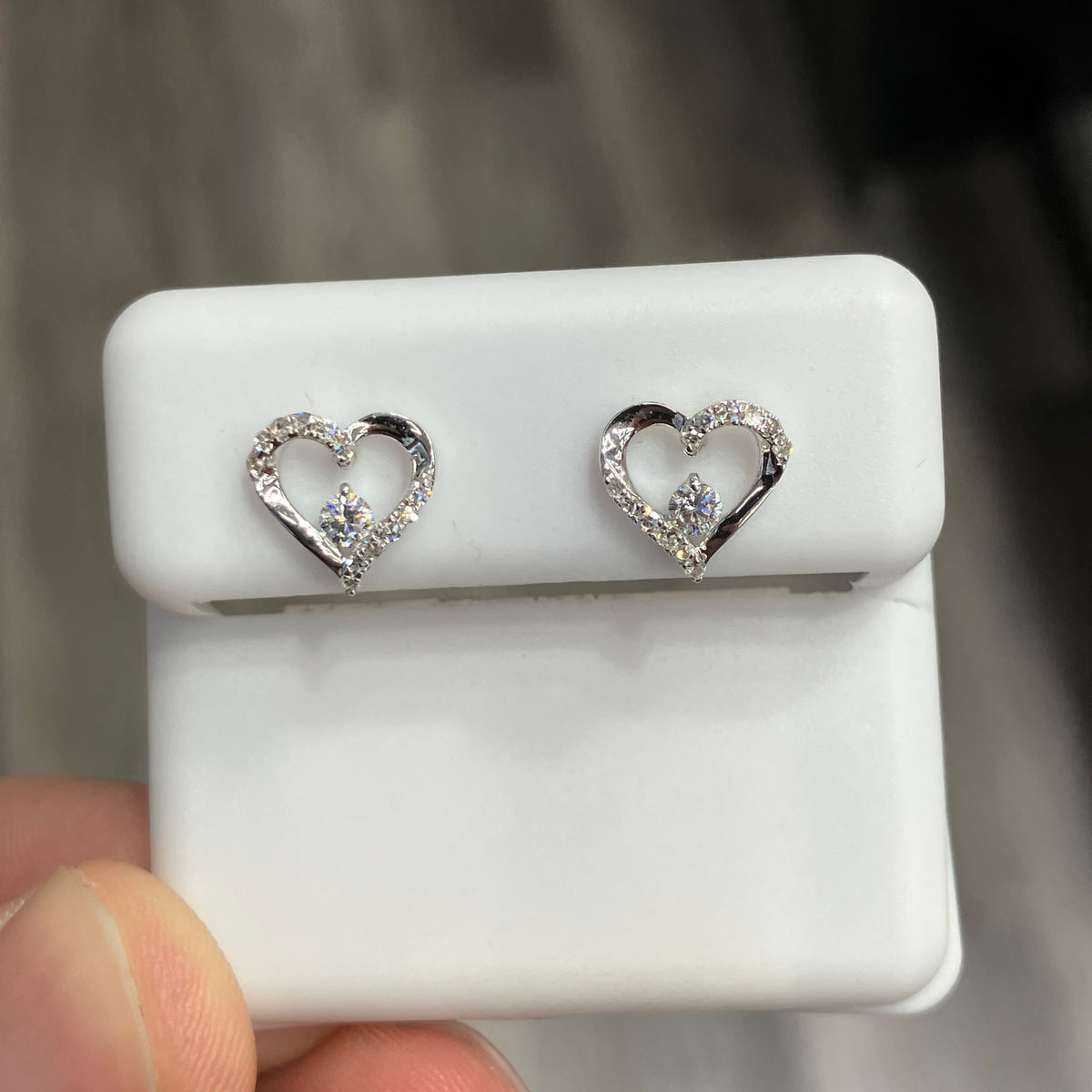 Heart-Shaped Lab-Grown Diamond Stud Earrings in 10k White Gold