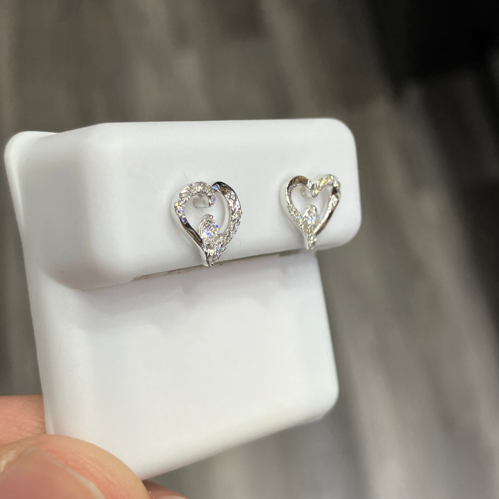 Heart-Shaped Lab-Grown Diamond Stud Earrings in 10k White Gold