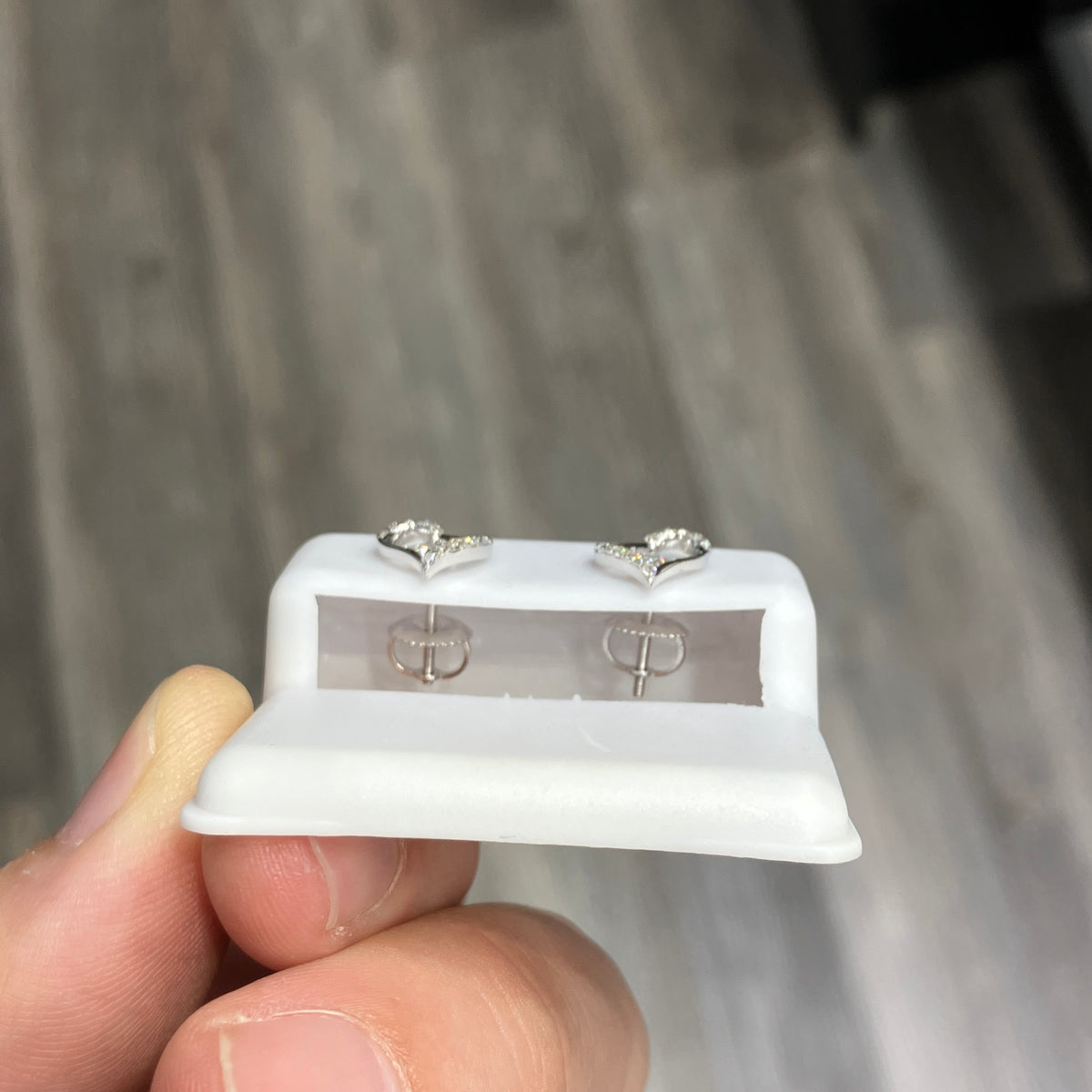 Heart-Shaped Lab-Grown Diamond Stud Earrings in 10k White Gold