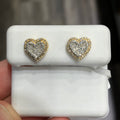 Heart-Shaped Natural Diamond Stud Earrings in 10k Yellow Gold