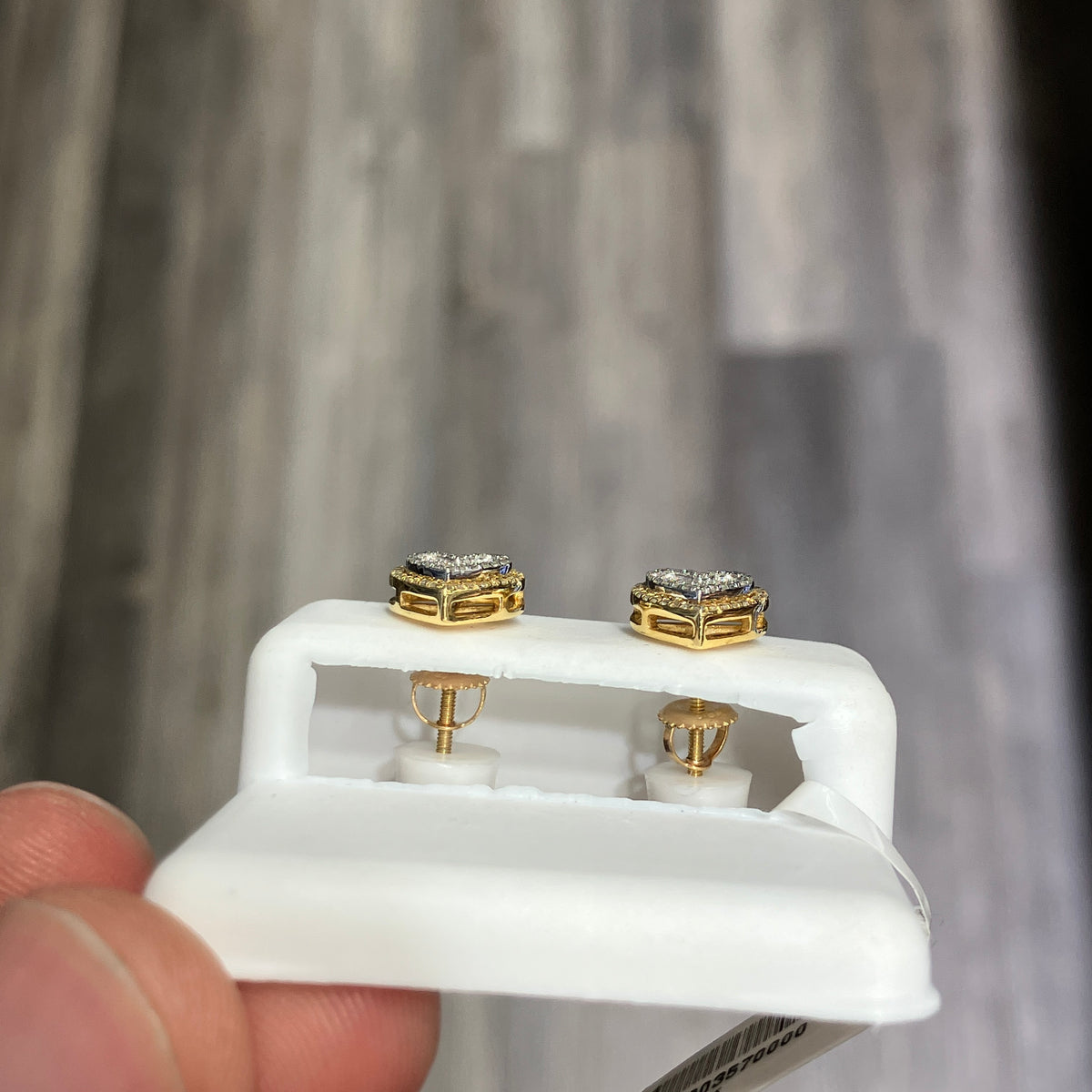 Heart-Shaped Natural Diamond Stud Earrings in 10k Yellow Gold
