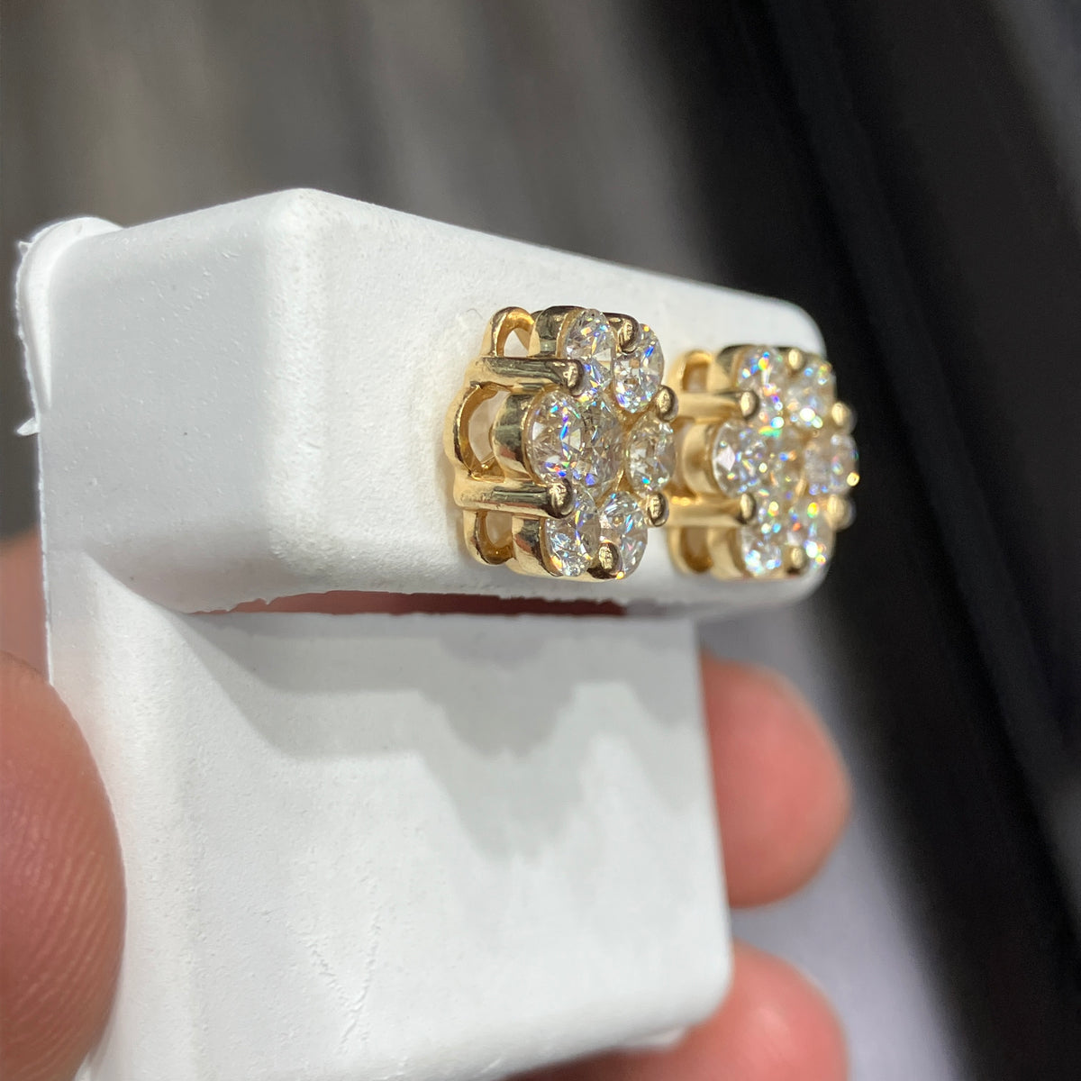 10k Yellow Gold 3.25CTW VS Natural Diamond Floral Style Earrings