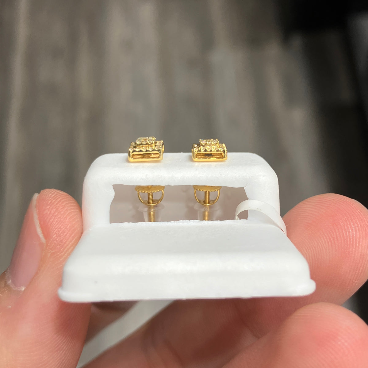 Natural Diamond Stud Earrings in 10k Yellow Gold