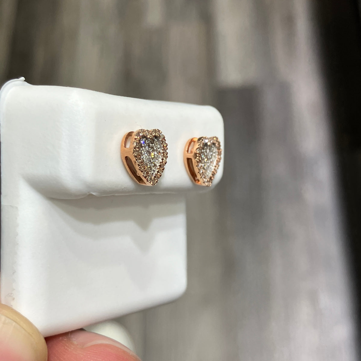 Heart-Shaped Natural Diamond Earrings in 10k Rose Gold