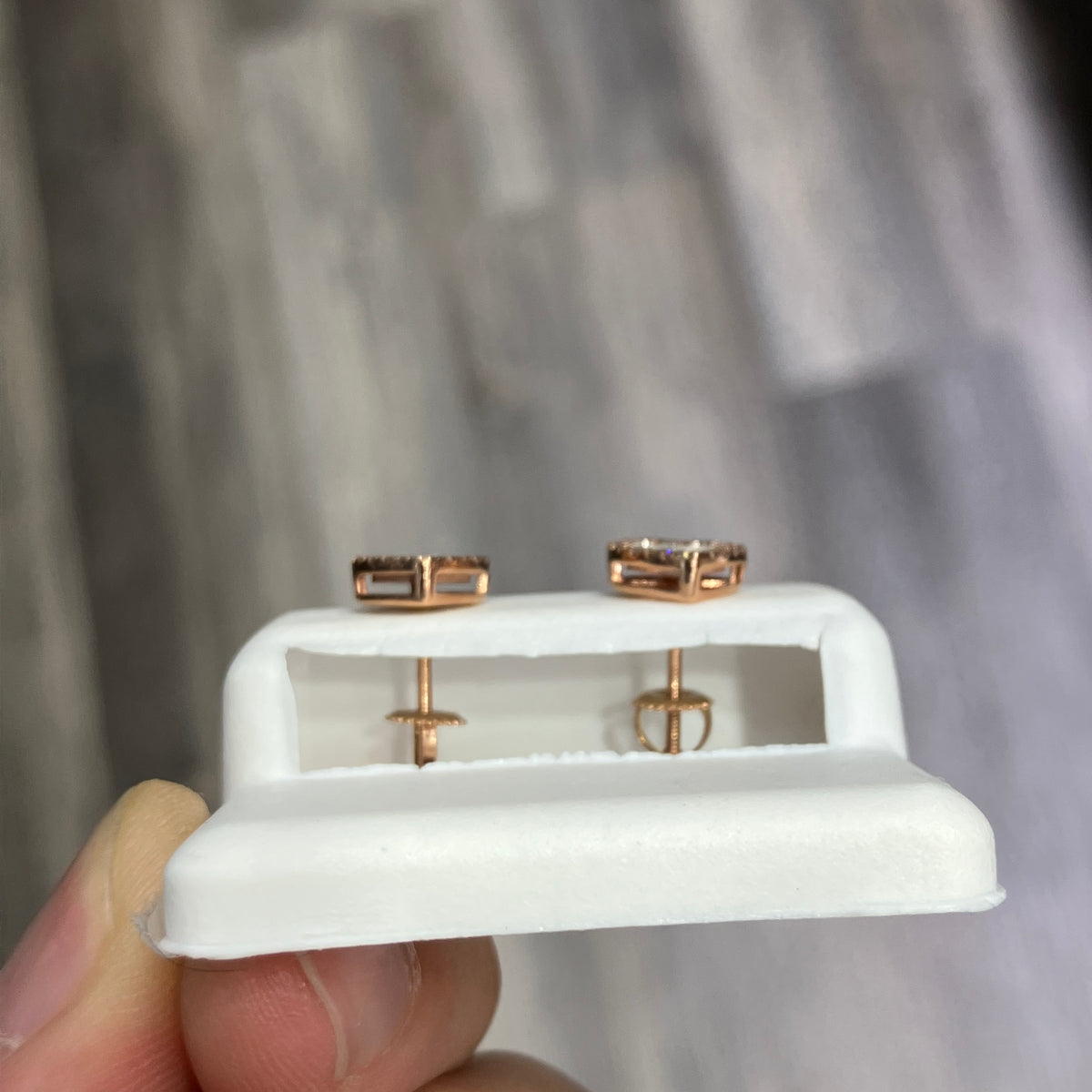 Heart-Shaped Natural Diamond Earrings in 10k Rose Gold