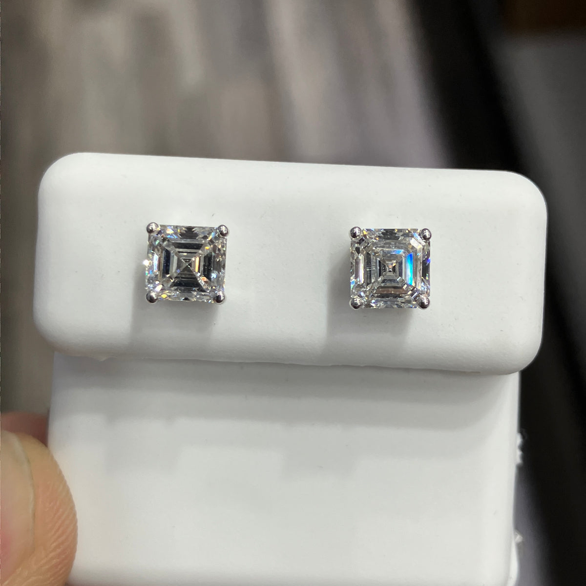 Emerald-Cut Lab-Grown Diamond Solitaire Stud Earrings in 10k White Gold