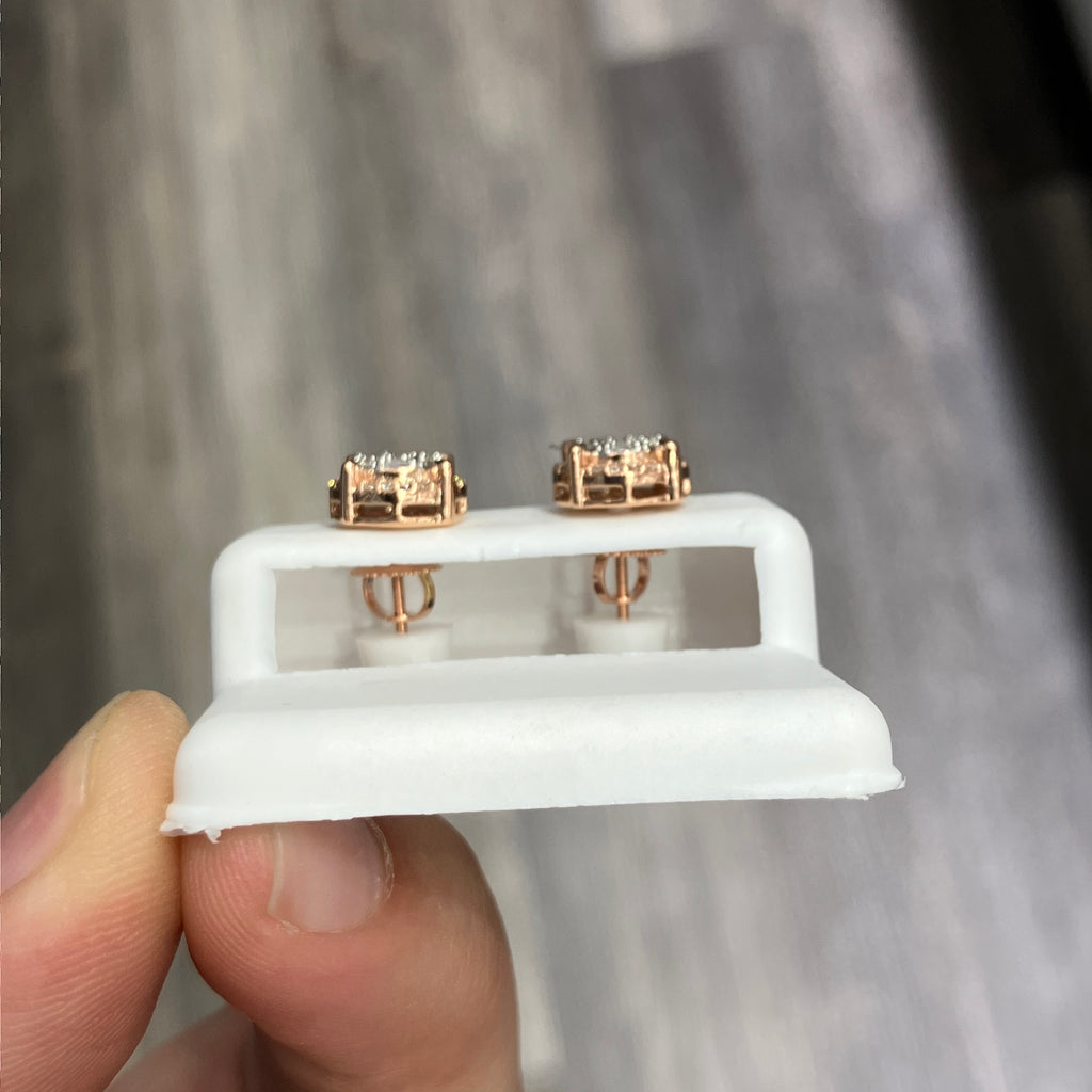 Baguette Natural Diamond Stud Earrings in 10k Rose Gold