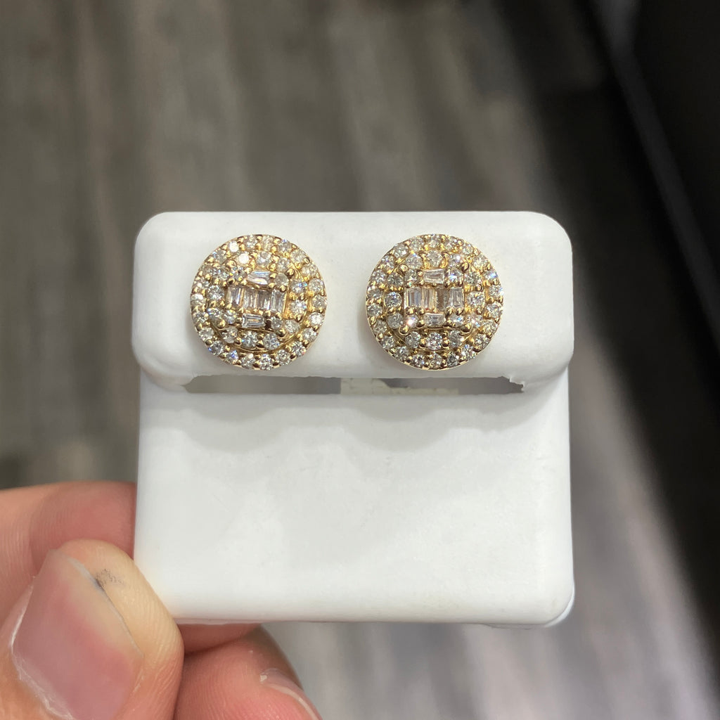 1.00CTW Natural Diamond Earrings w/ 10k Yellow Gold