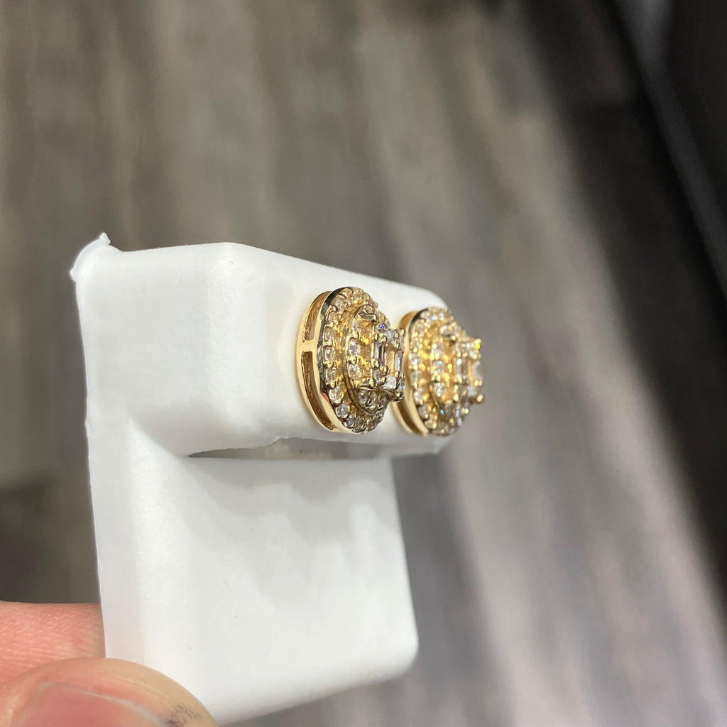 1.00CTW Natural Diamond Earrings w/ 10k Yellow Gold