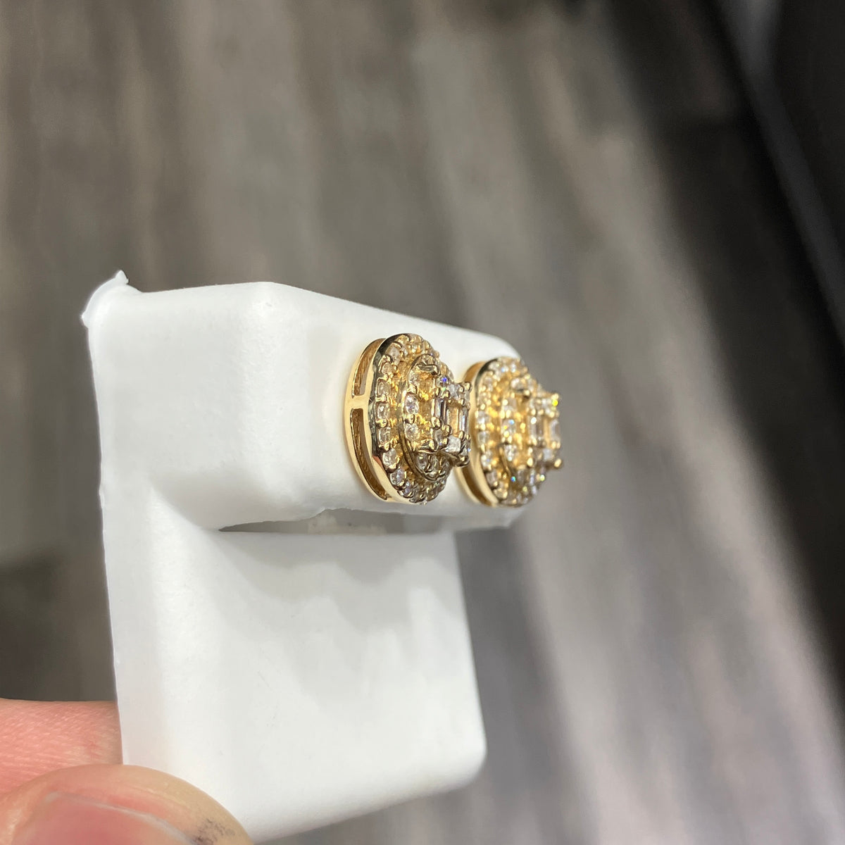 1.00CTW Natural Diamond Earrings w/ 10k Yellow Gold