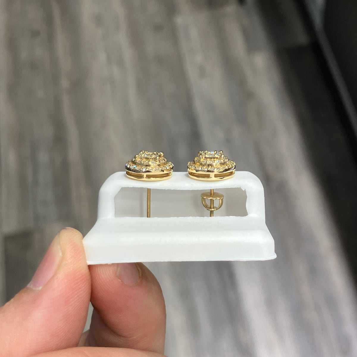 1.00CTW Natural Diamond Earrings w/ 10k Yellow Gold