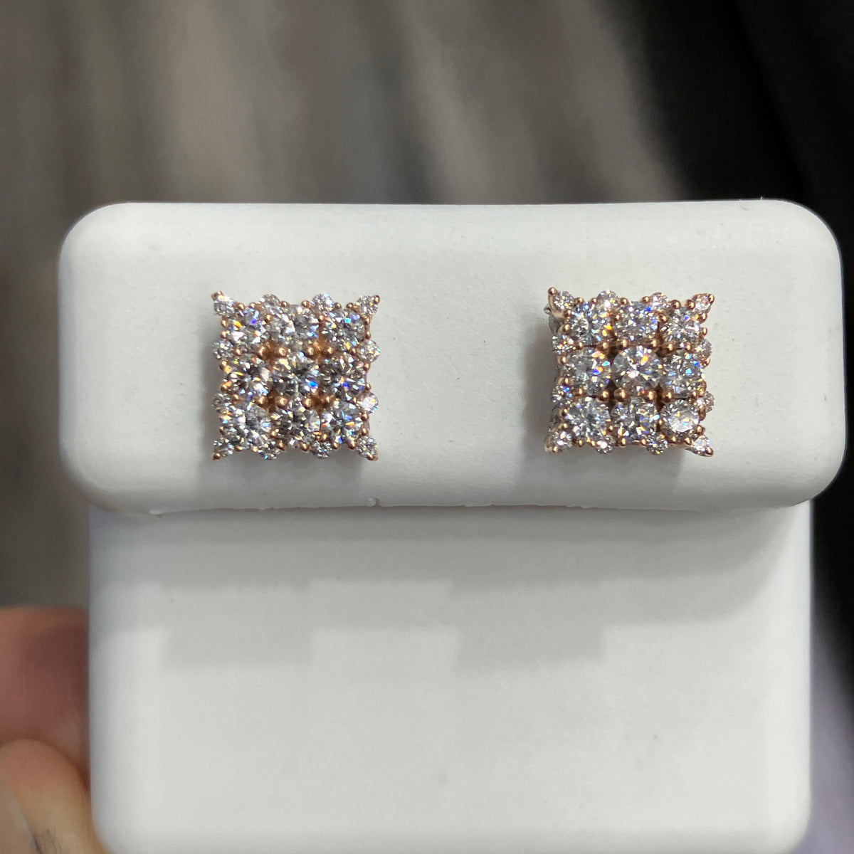 10K Rose Gold w/ 1.14CTW Natural Diamond Stud Earrings