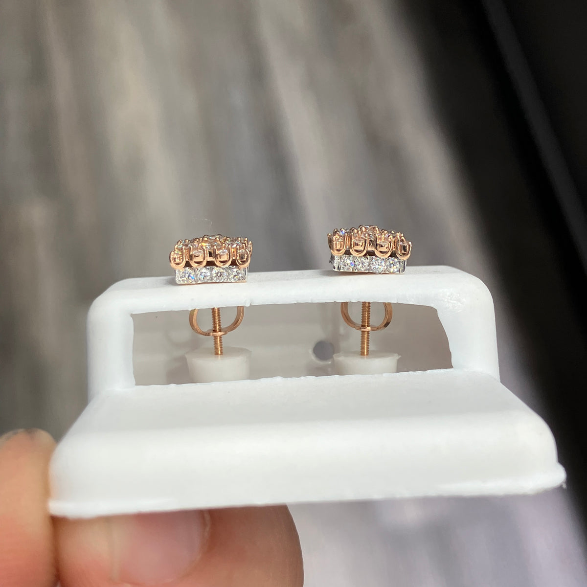 10K Rose Gold w/ 1.14CTW Natural Diamond Stud Earrings