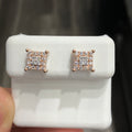 10K Rose Gold .86CTW Natural Diamond Square Earrings