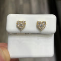 Heart-Shaped Natural Diamond Stud Earrings in 10k Yellow Gold