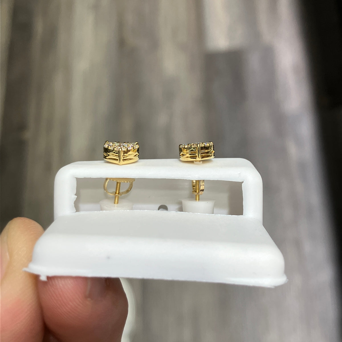 Heart-Shaped Natural Diamond Stud Earrings in 10k Yellow Gold