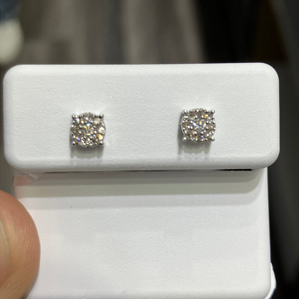 Natural Diamond Stud Earrings in 10k White Gold