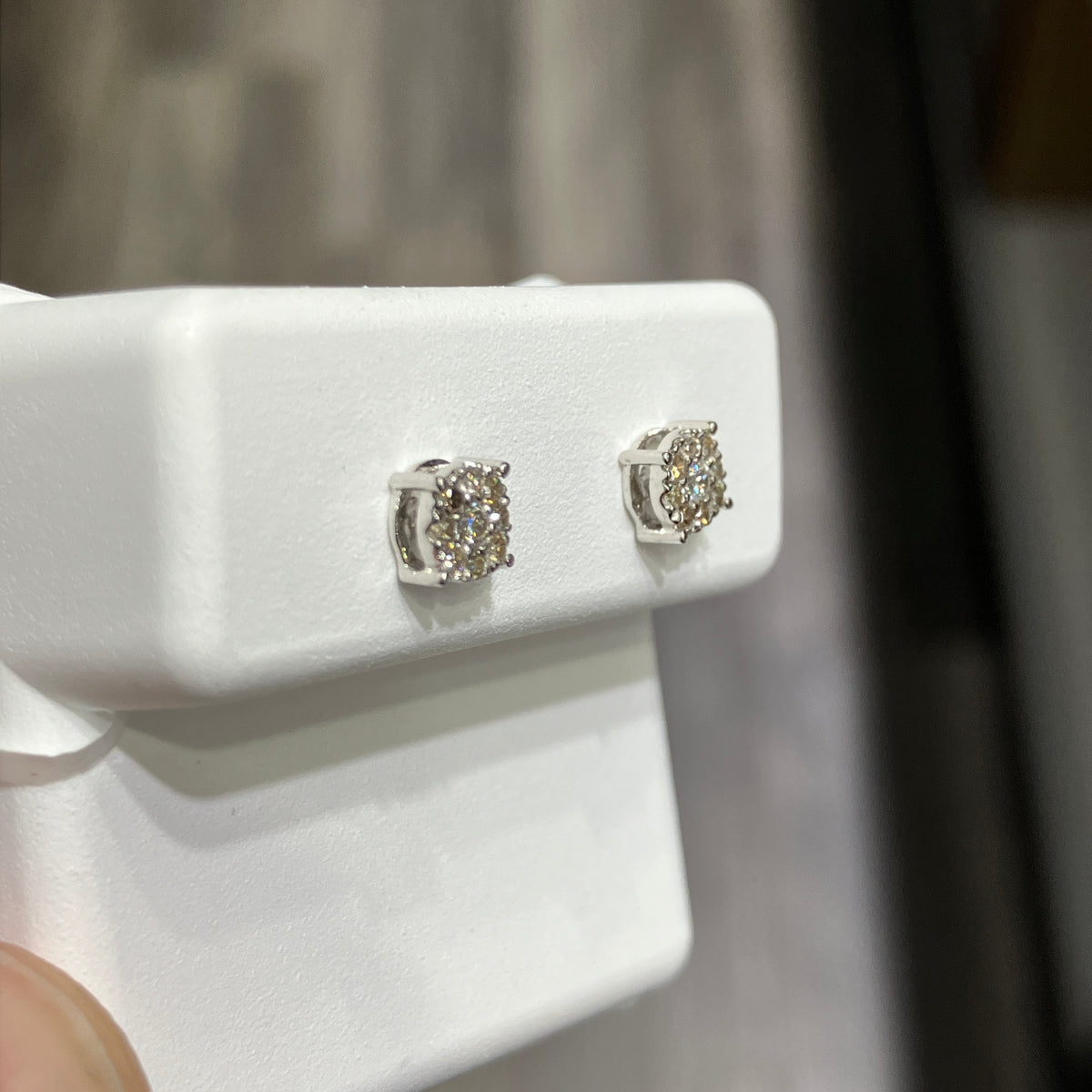 Natural Diamond Stud Earrings in 10k White Gold