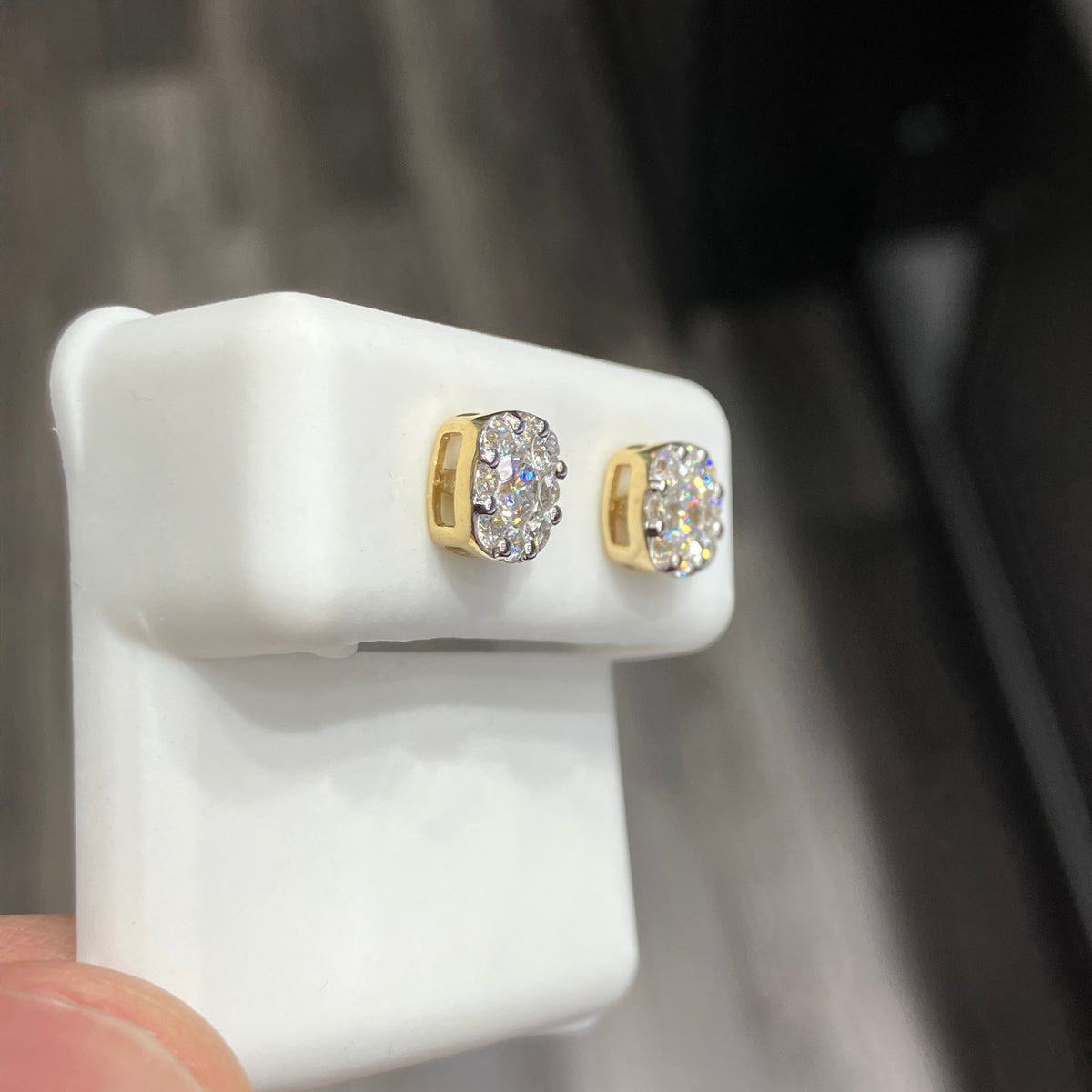 1.01 CTW VS Lab Grown Diamond Yellow Gold Stud Earrings