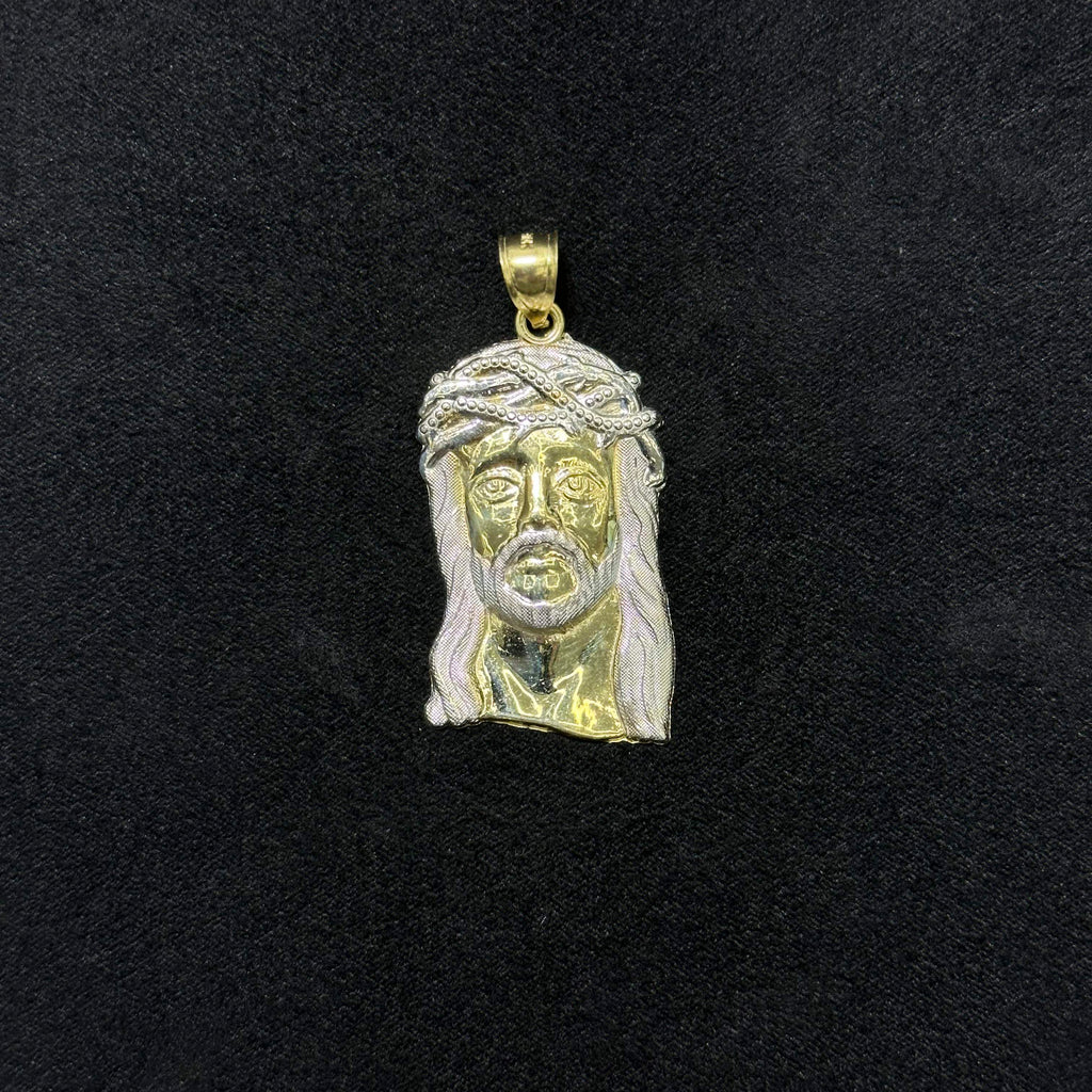 Jesus Face Charm 10k Two-Tone Gold Pendant