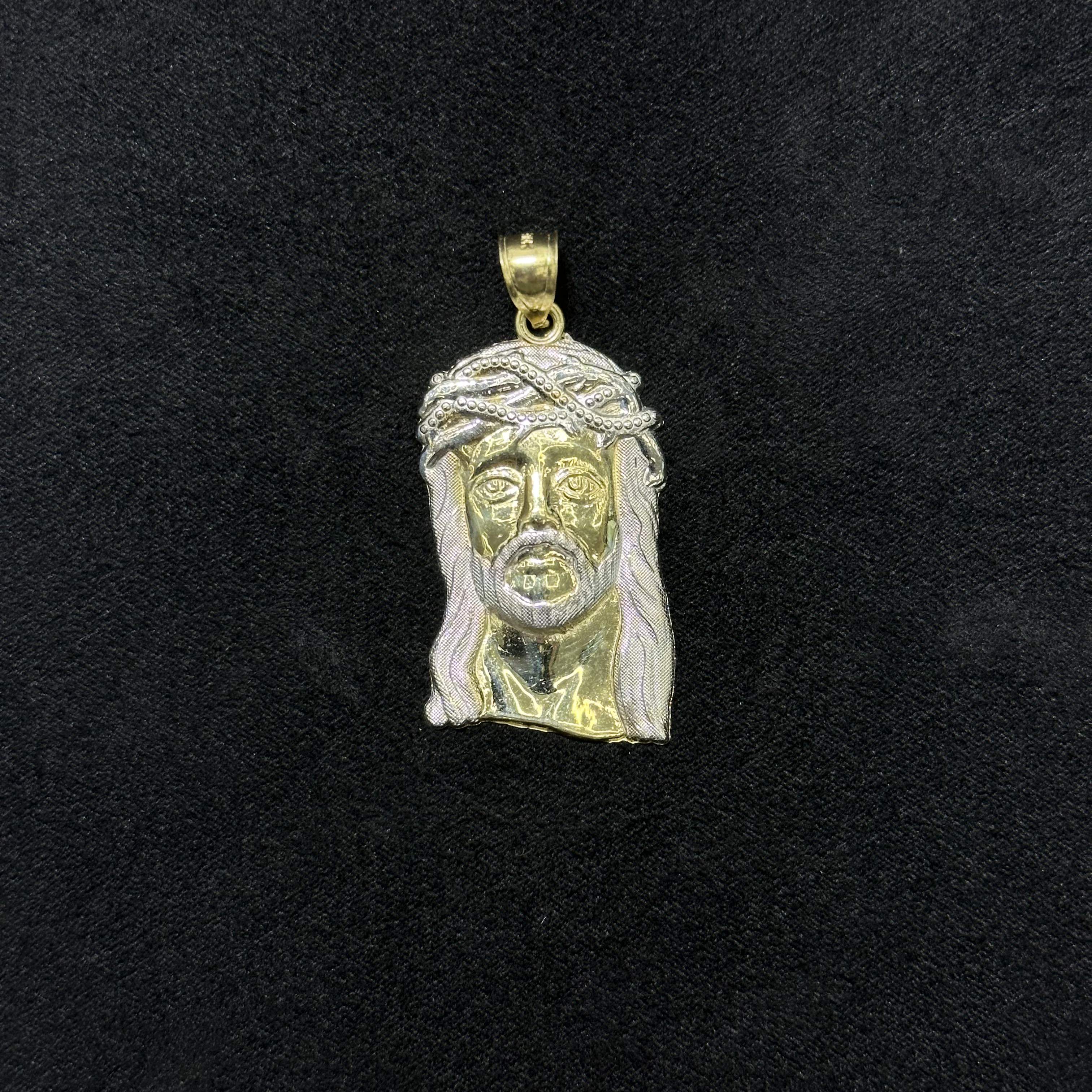 Jesus Face Charm 10k Two-Tone Gold Pendant