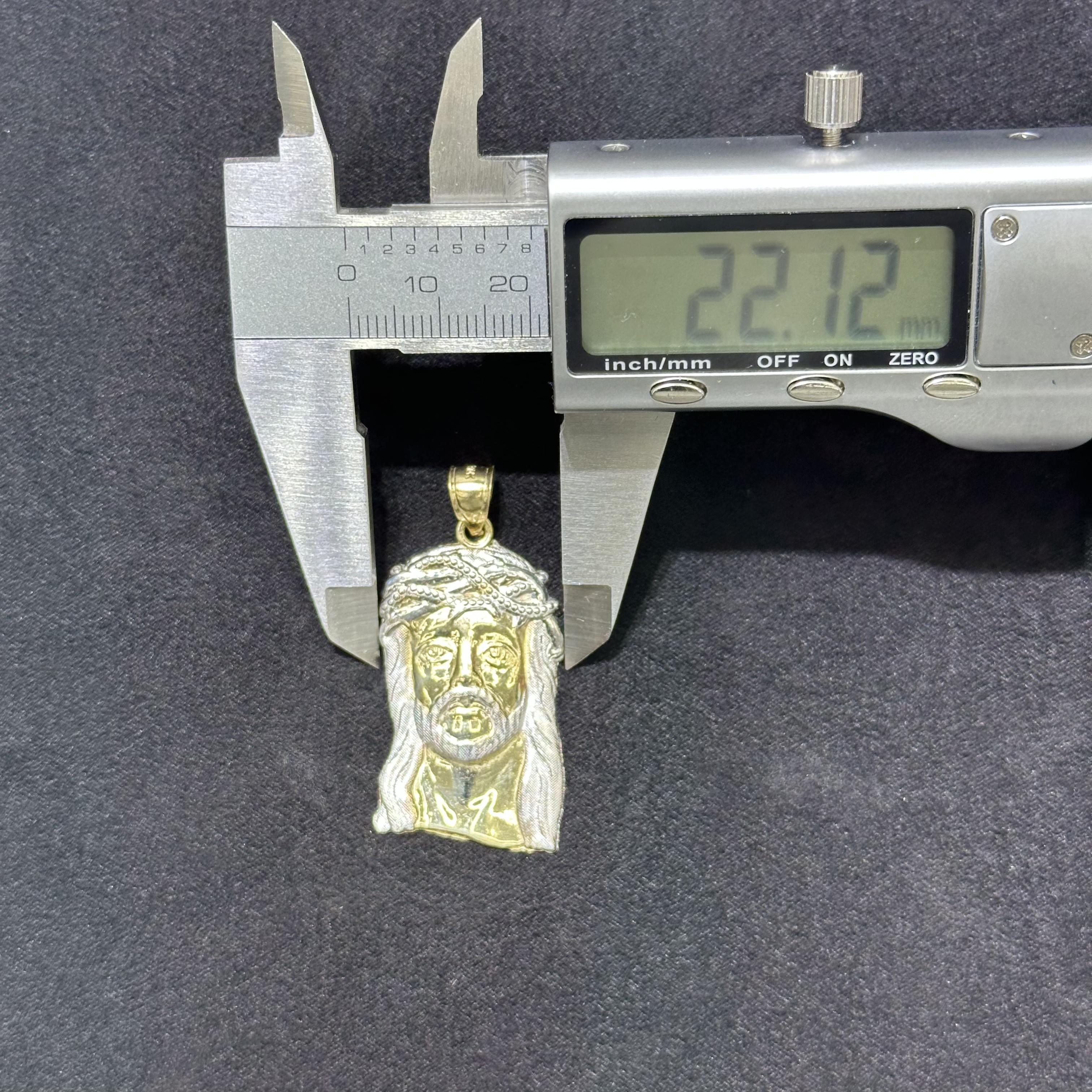 Jesus Face Charm 10k Two-Tone Gold Pendant