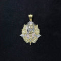 10K Two-Tone Gold Jesus Head Charm with Praying Hands and Angels