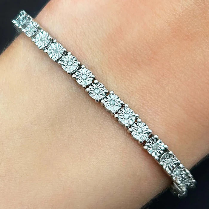 925 Sterling Silver Bracelet with Natural Diamonds
