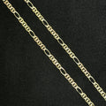 14k Gold Chain 3 color Fancy style Figaro 18" 20" 24"