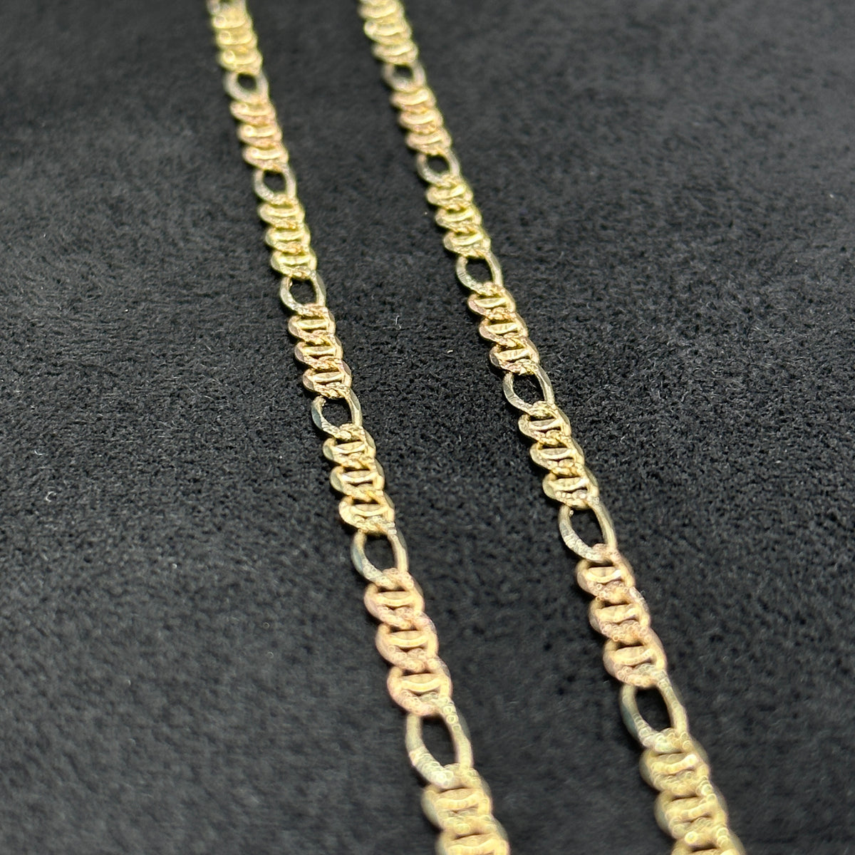 14k Gold Chain 3 color Fancy style Figaro 18" 20" 24"