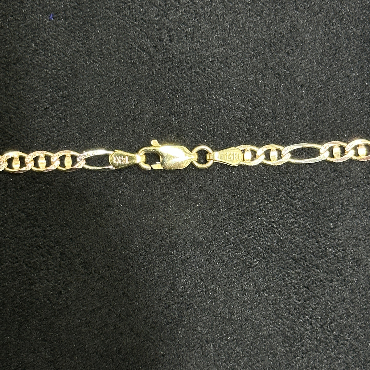 14k Gold Chain 3 color Fancy style Figaro 18" 20" 24"