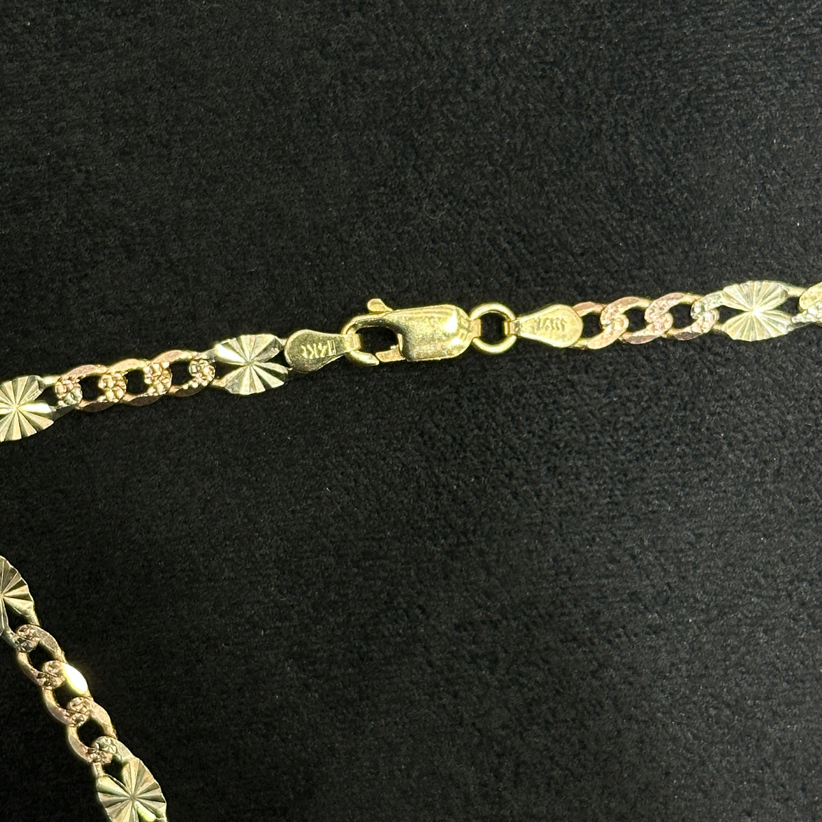 14k Flat Fancy Cuban Tri Color 20" 22" 24" 3.5mm