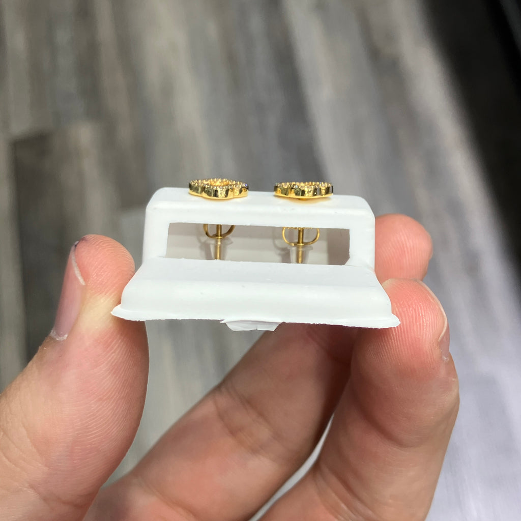 10k Yellow Gold 0.16CTW Natural Diamond Floral Style Earrings