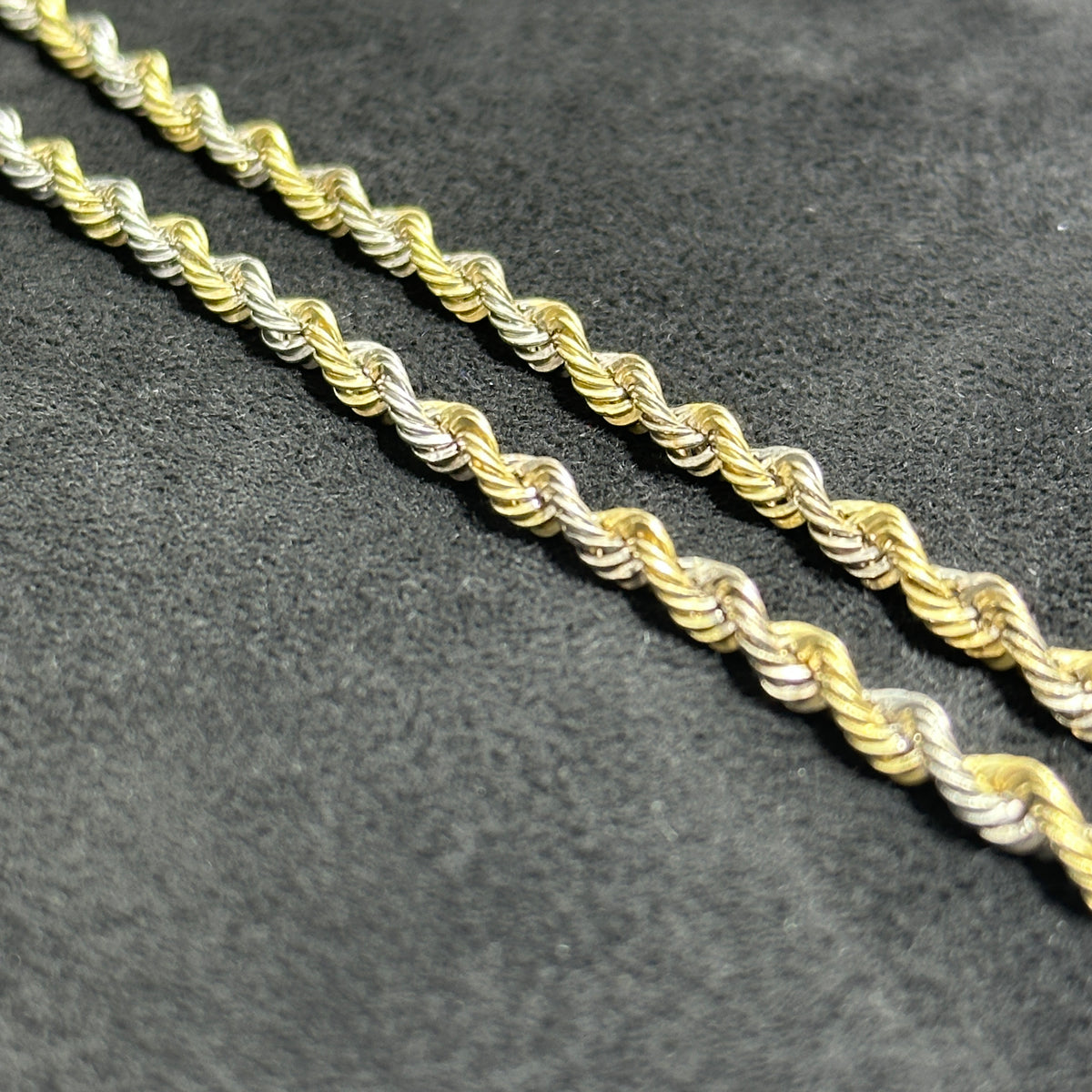 2 Tone 10k Gold Yellow and White Style Rope Chain Unisex 18" 20" 22" 4mm