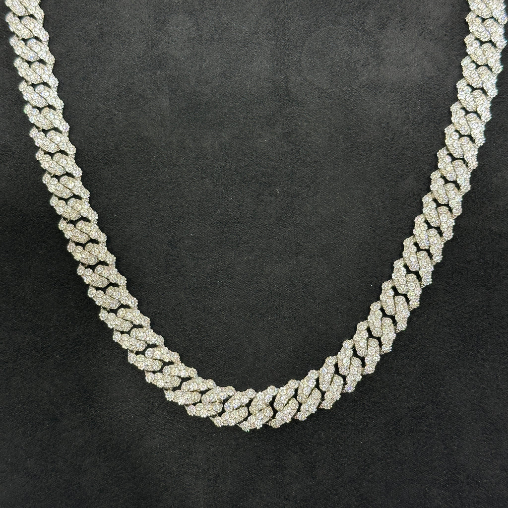925 Sterling Silver With VVS Moissanite Moon Cut Style Cuban Link Chain