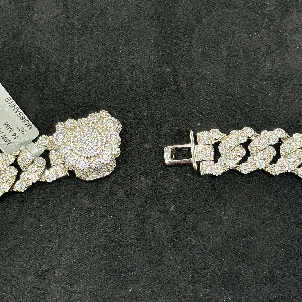 925 Sterling Silver With VVS Moissanite Moon Cut Style Cuban Link Chain