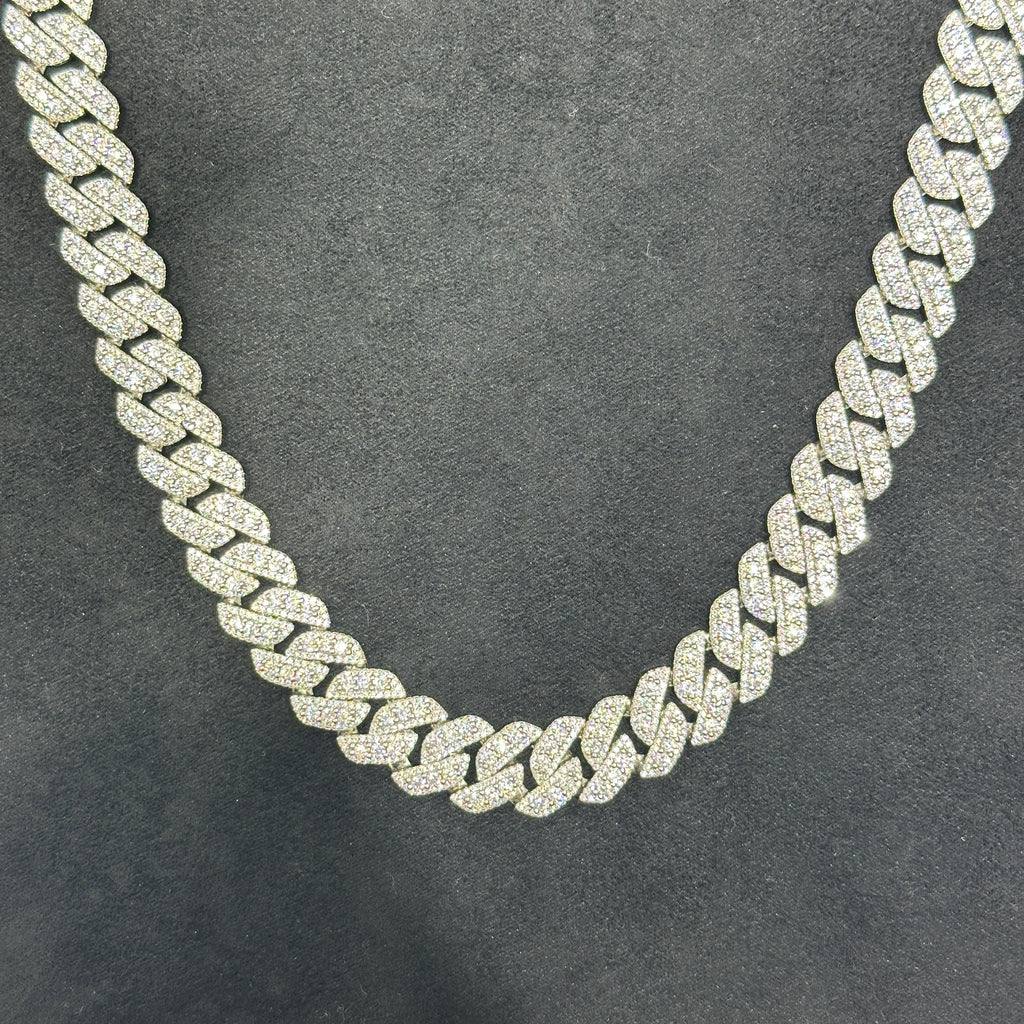 925 Sterling Silver with 39.1 CTW VVS-D Color Moissanite Chain 14mm 22"