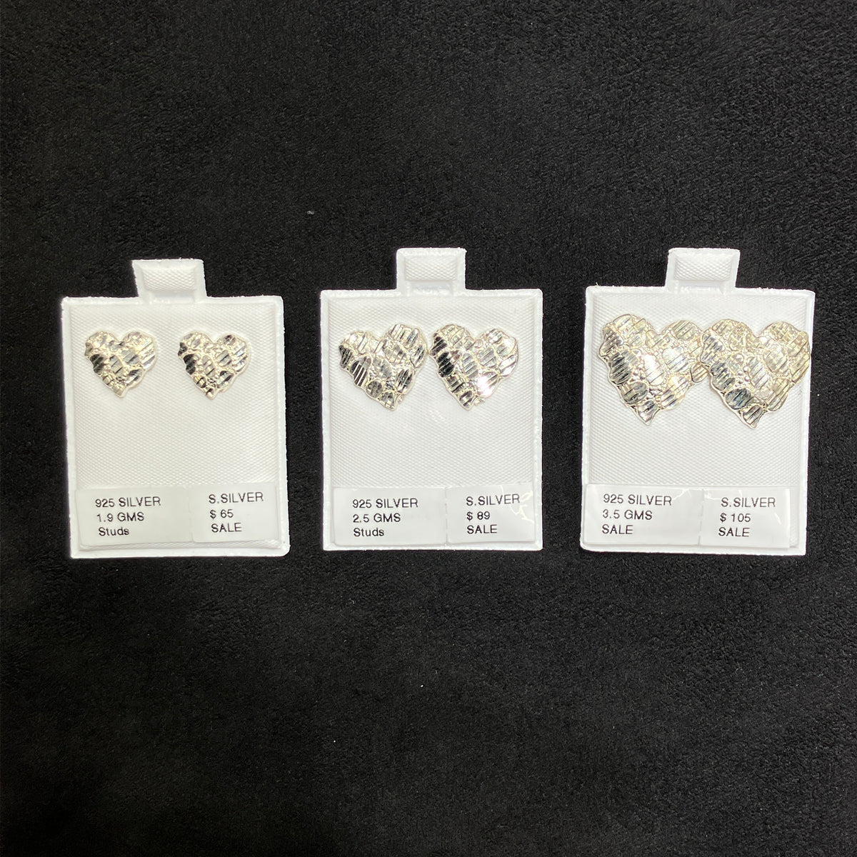 Heart-Shaped 925 Sterling Silver Nugget Earrings