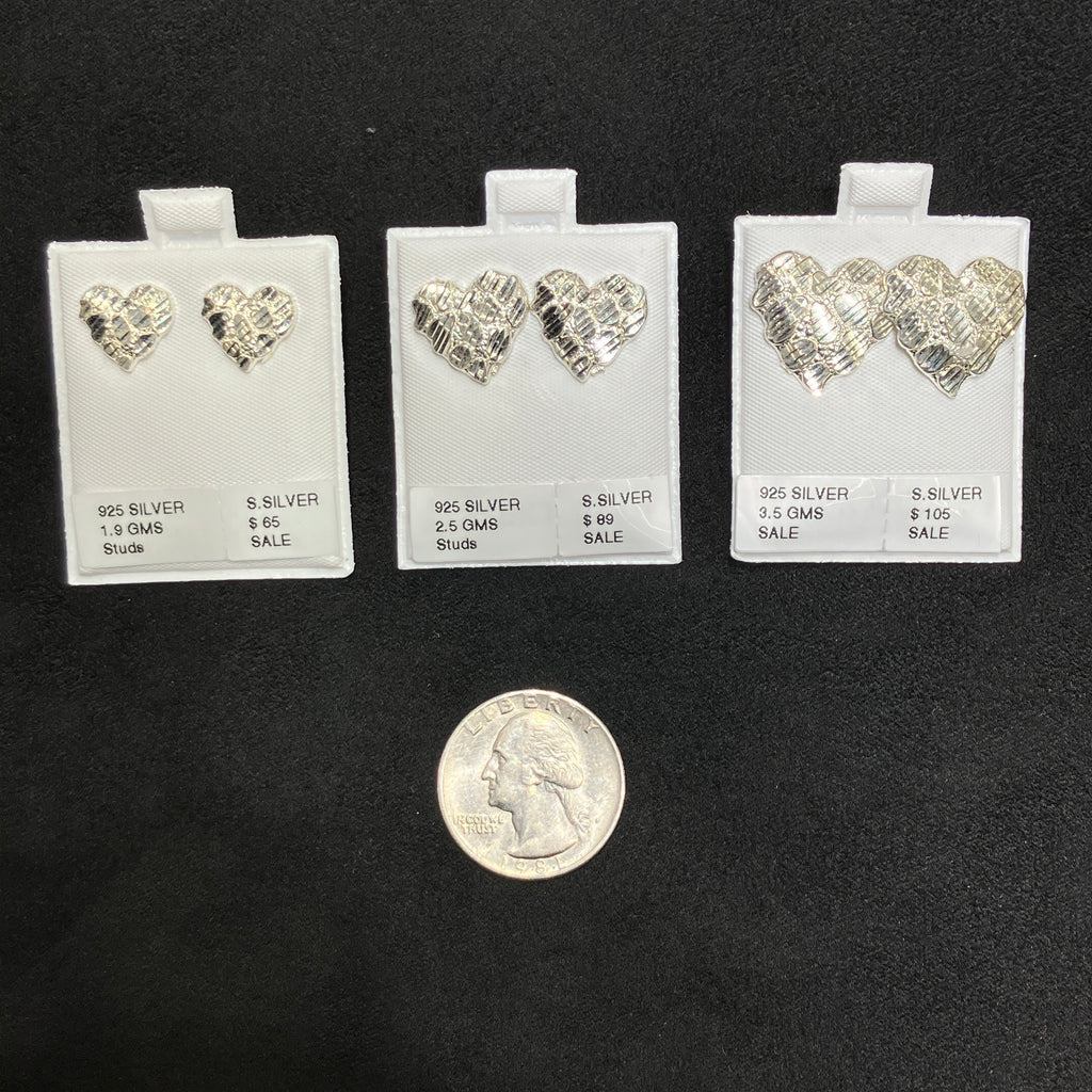 Heart-Shaped 925 Sterling Silver Nugget Earrings