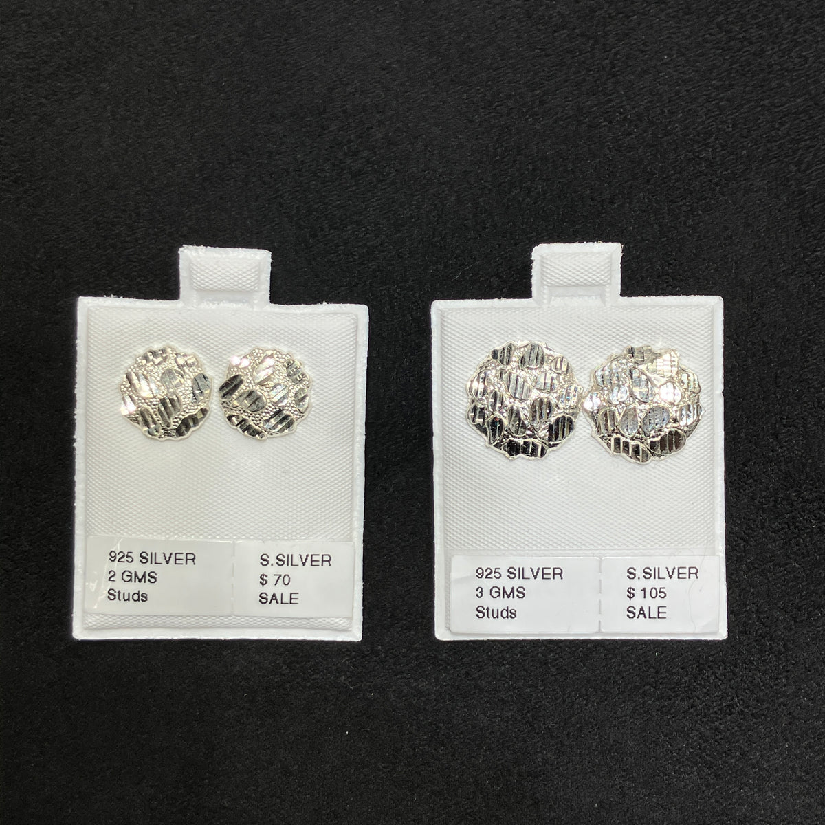 925 Sterling Silver Circle Nugget Stud Earrings
