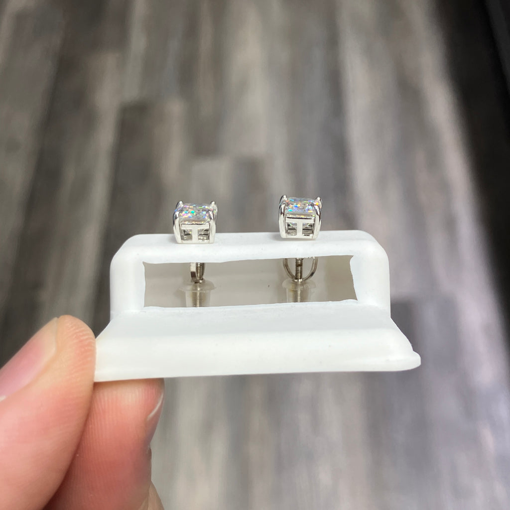 925 Sterling Silver VVS-D Baguette Moissanite Stud Earrings